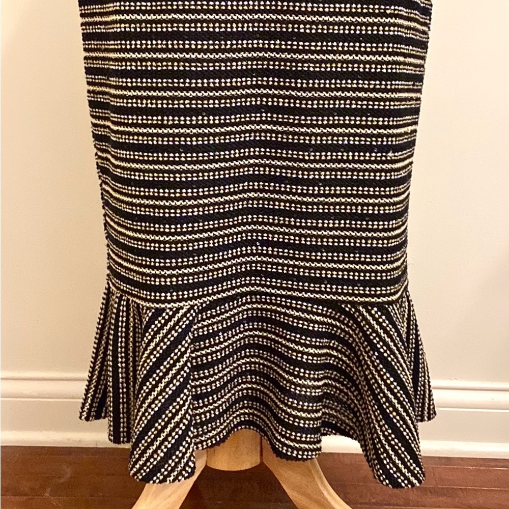 Cato Black Metallic Sequin Striped Silver Gold Flare Business Career Skirt SZ L - Picture 3 of 10